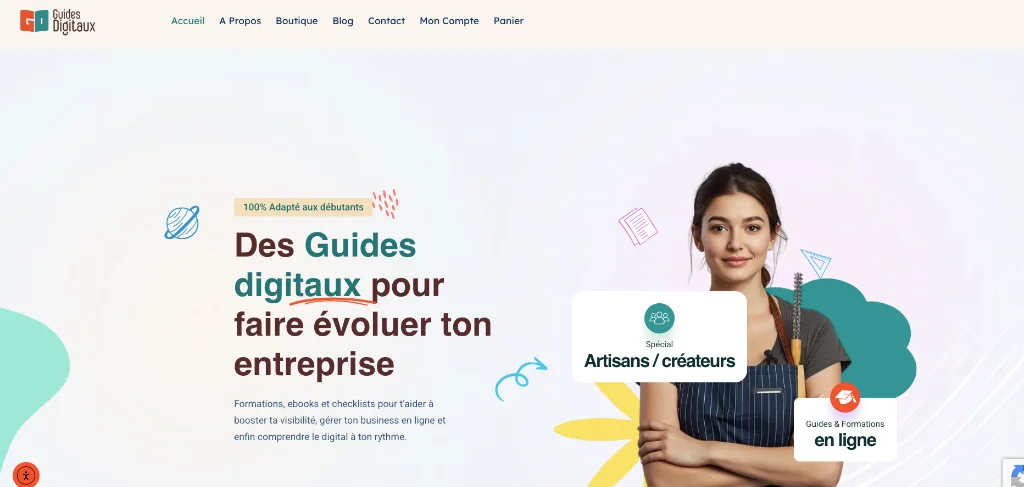 Page d'accueil et présentation des guides digitaux pour artisans - création de site - stratec digital - Métropole lilloise